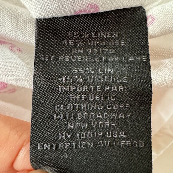 Magaschoni Man Short Sleeve Shirt Flamingos All Over Print Linen Blend Large NWT - Picture 11 of 13